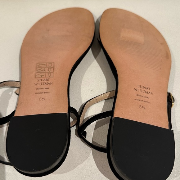 Stuart Weitzman Black Suede Embellished Thong Sandals • 6.5 - Picture 5 of 8